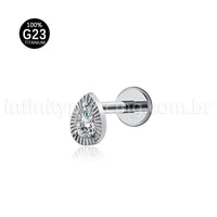 Piercing Labret Titânio Gota Zircônia Cravejada