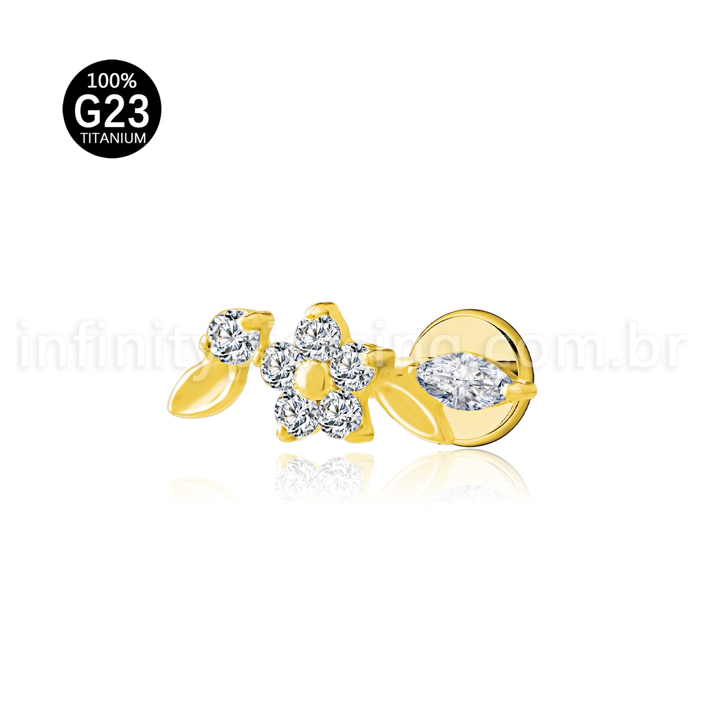 Piercing Labret Titânio Cluster Com Zircônia Cravejada