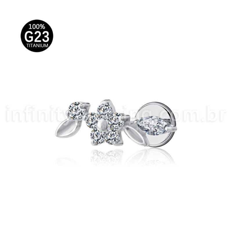 Piercing Labret Titânio Cluster Com Zircônia Cravejada