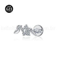 Piercing Labret Titânio Cluster Com Zircônia Cravejada