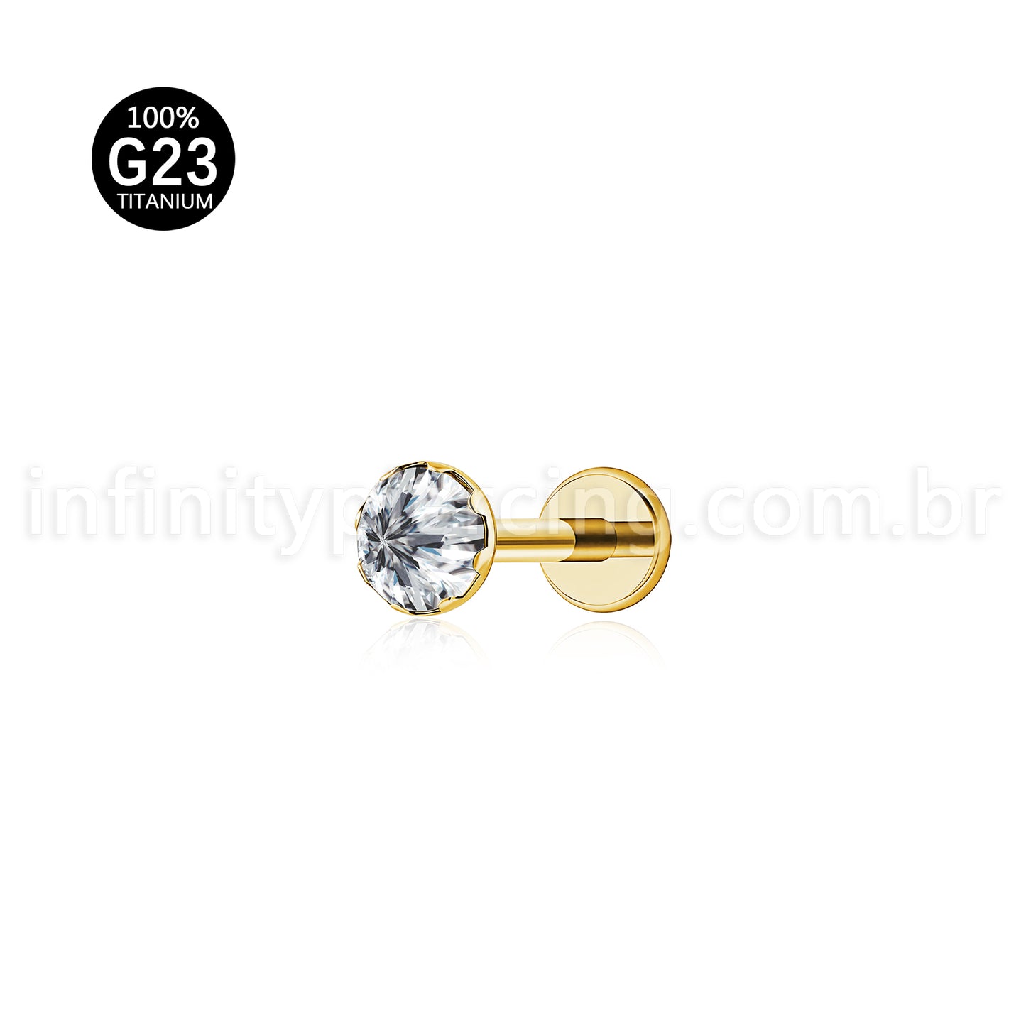 Piercing Labret Titânio Zircônia Com Ponta
