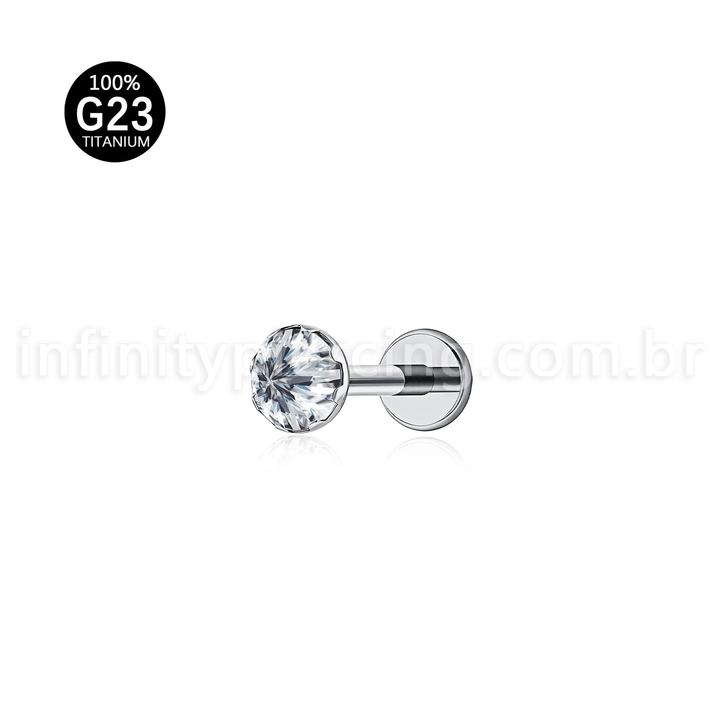 Piercing Labret Titânio Zircônia Com Ponta