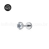 Piercing Labret Titânio Zircônia Com Ponta