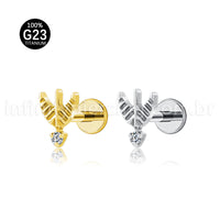 Piercing Labret Titânio Arco e Flecha Zircônia Cravejada