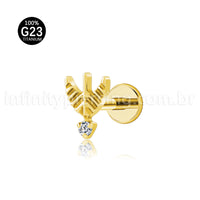 Piercing Labret Titânio Arco e Flecha Zircônia Cravejada