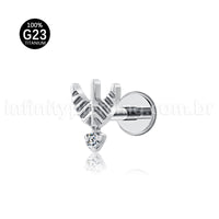 Piercing Labret Titânio Arco e Flecha Zircônia Cravejada