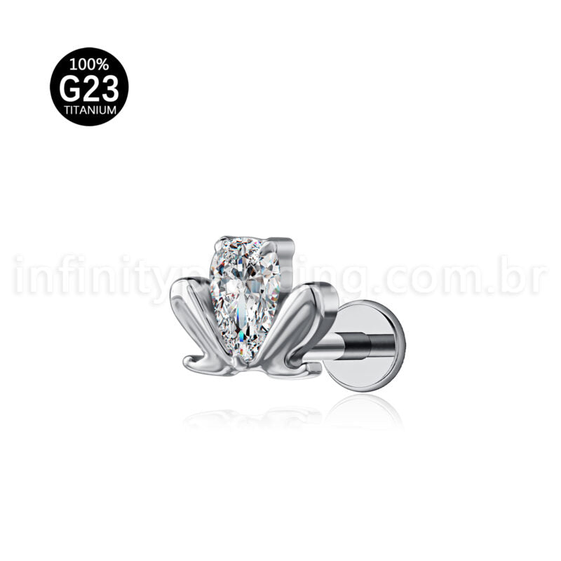 Piercing Labret Titânio Sapo Com Zircônia Cravejada