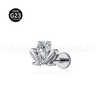 Piercing Labret Titânio Sapo Com Zircônia Cravejada