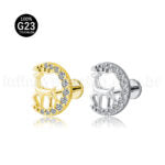 Piercing Labret Titânio Alce Com Zircônia Cravejada