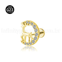 Piercing Labret Titânio Alce Com Zircônia Cravejada