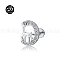 Piercing Labret Titânio Alce Com Zircônia Cravejada