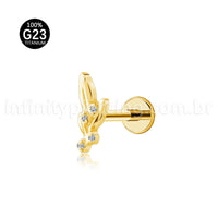 Piercing Labret Titânio Ramo Com Zircônia Cravejada 1.2X8 10864