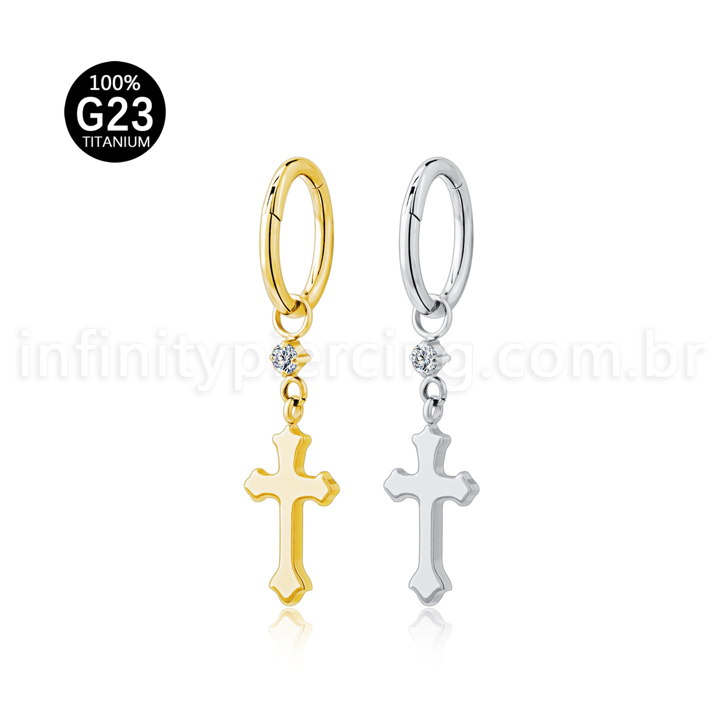 Piercing Argola Titânio Pingente Cruz