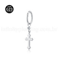 Piercing Argola Titânio Pingente Cruz