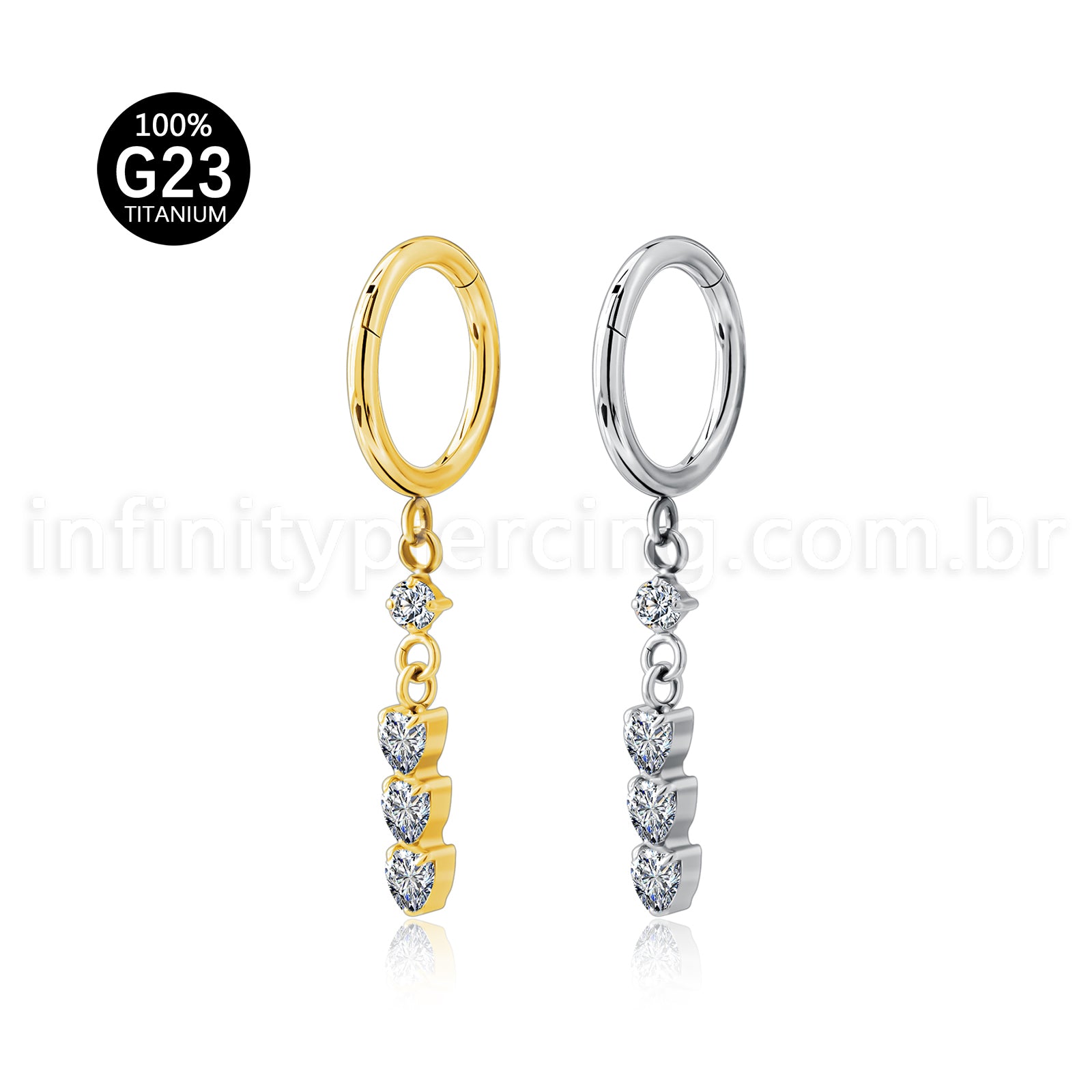 Piercing Argola Titânio Pingente Zircônia
