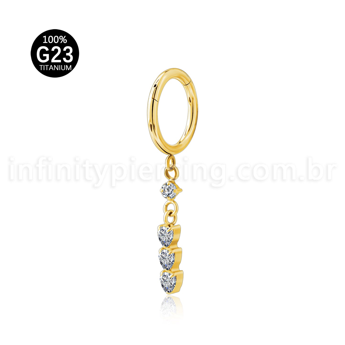 Piercing Argola Titânio Pingente Zircônia