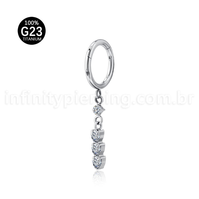 Piercing Argola Titânio Pingente Zircônia