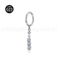 Piercing Argola Titânio Pingente Zircônia