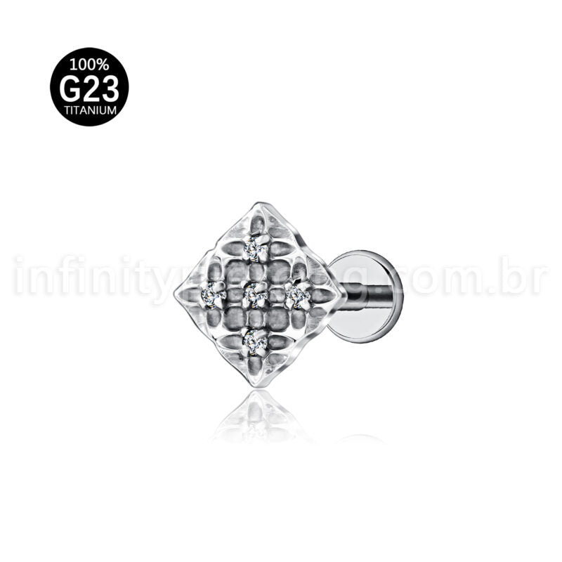Piercing Labret Titânio Detalhe Zircônia Cravejada