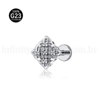 Piercing Labret Titânio Detalhe Zircônia Cravejada