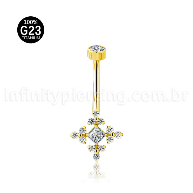 Piercing Banana Titânio Zircônia Cravejada