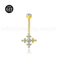 Piercing Banana Titânio Zircônia Cravejada