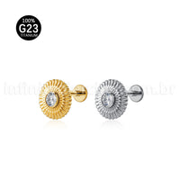 Piercing Labret Titânio Redondo Detalhado