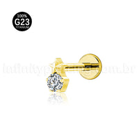 Piercing Labret Titânio Ponto De Luz Com Estrela