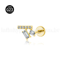 Piercing Labret Titânio Zircônia Cravejada