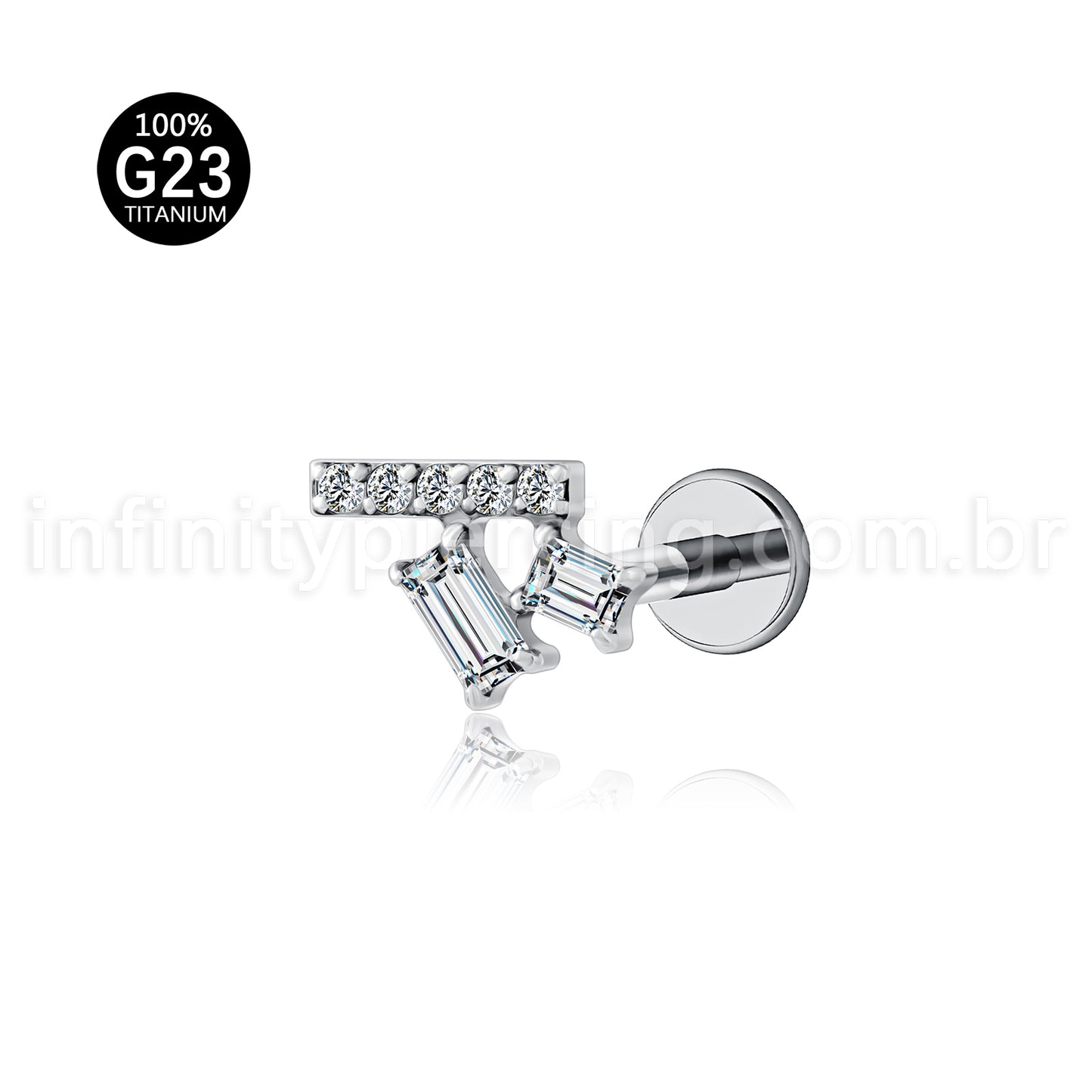 Piercing Labret Titânio Zircônia Cravejada