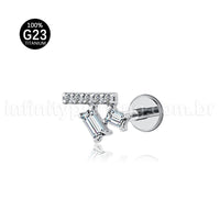 Piercing Labret Titânio Zircônia Cravejada