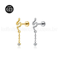 Piercing Labret Titânio Cobra Com Pingente