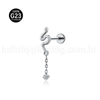 Piercing Labret Titânio Cobra Com Pingente