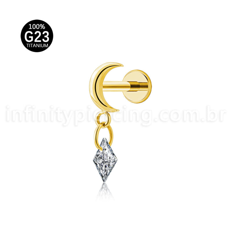 Piercing Labret Titânio Lua Pingente Deltoid