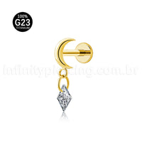 Piercing Labret Titânio Lua Pingente Deltoid