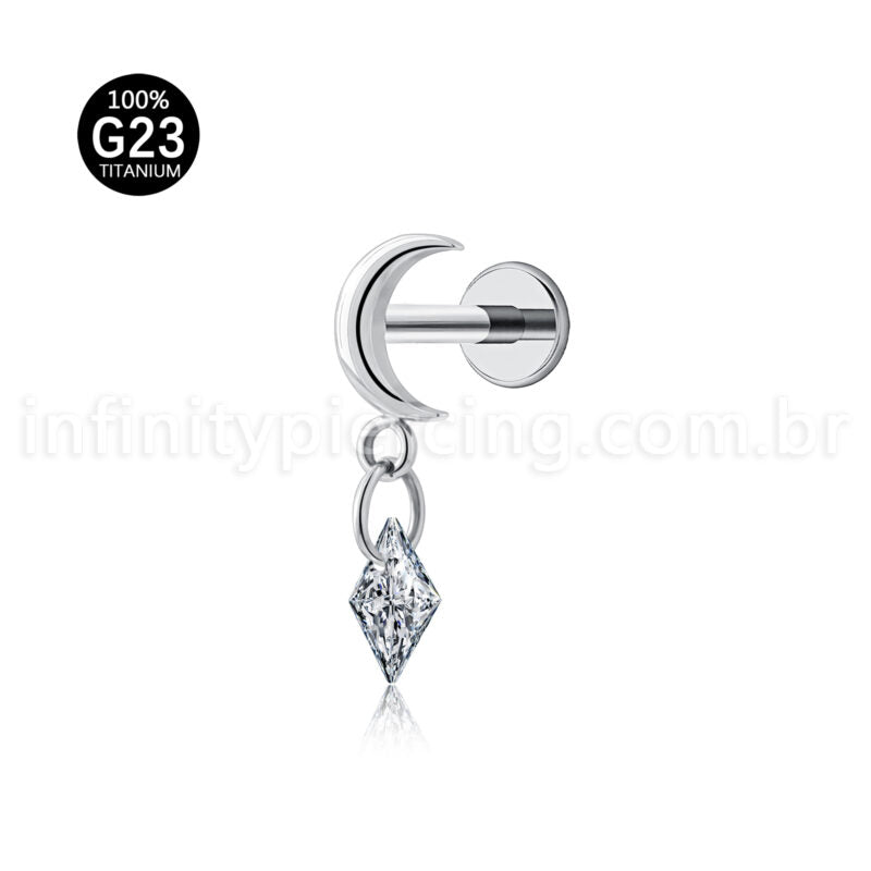 Piercing Labret Titânio Lua Pingente Deltoid