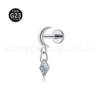 Piercing Labret Titânio Lua Pingente Deltoid