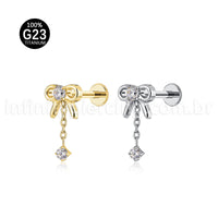 Piercing Labret Titânio Laço Com Pingente