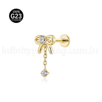 Piercing Labret Titânio Laço Com Pingente