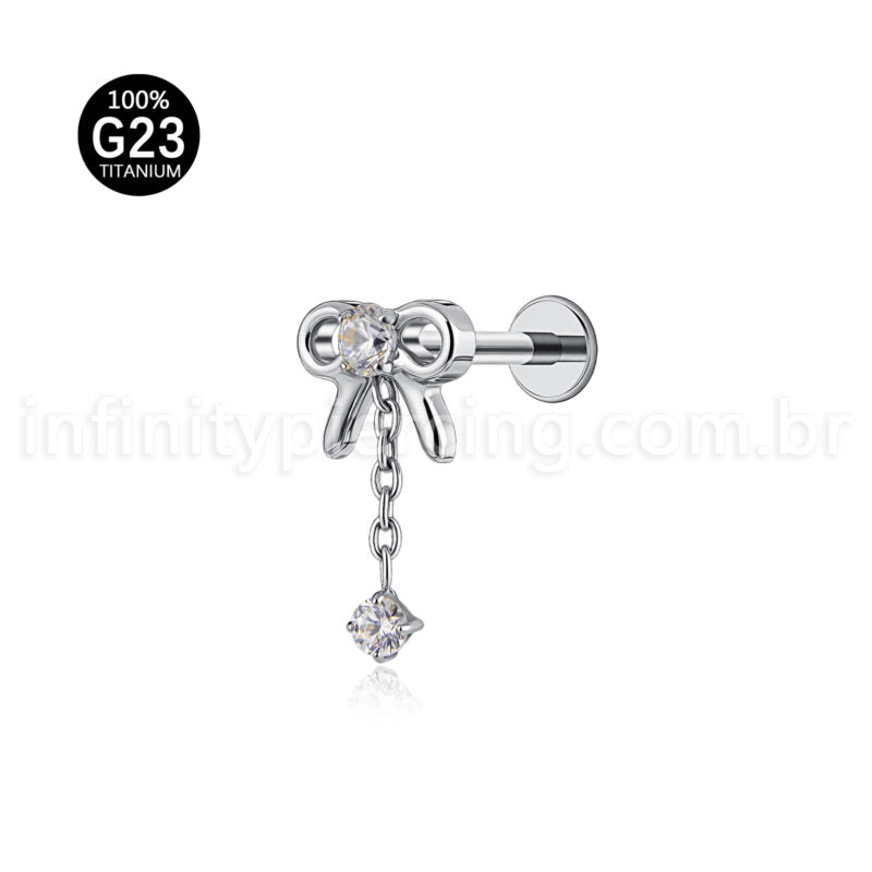 Piercing Labret Titânio Laço Com Pingente