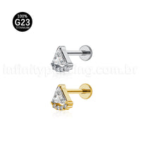 Piercing Labret Titânio Triangulo Zircônia Cravejada