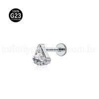 Piercing Labret Titânio Triangulo Zircônia Cravejada