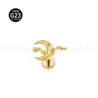 Piercing Labret Titânio Lua/Cobra
