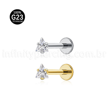 Piercing Labret Titânio Zircônia Cravejada Triangulo