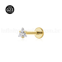 Piercing Labret Titânio Zircônia Cravejada Triangulo