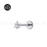 Piercing Labret Titânio Zircônia Cravejada Triangulo