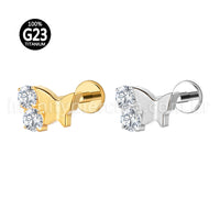Piercing Labret Borboleta Titânio 2 Zircônia