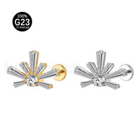 Piercing Labret Titânio Meia Flor Zircônia