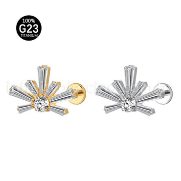 Piercing Labret Titânio Meia Flor Zircônia