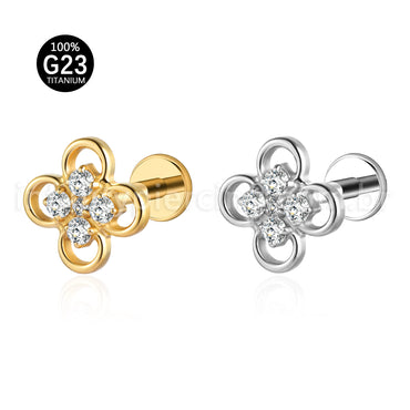 Piercing Labret Flor Titânio Zircônia
